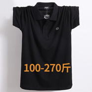 康柏力大碼男裝 肥佬翻領(lǐng)T恤男加肥加大碼胖子衣服半袖短袖t恤 黑色B款 4XL 【建議220-240斤】