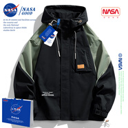 NASAGOOD官方外套男春秋季潮流休閑夾克男士工裝棒球服上衣服春季男裝大碼 NASA02黑色【常規(guī)款】 XL （建議125-145斤）