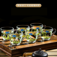 鷗欣 進(jìn)口玻璃茶杯耐熱帶把泡茶杯家用待客水杯加厚大容量喝綠茶杯 肯雅把杯245ml【六只盒裝】