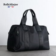 勞斯名爵（RollsMinjor）英國旅行包男士手提斜挎包尼龍布大容量健身包出差旅游行李登機袋 典雅黑 44*20*30CM 14英寸