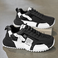 MVP BOY跑步鞋男2024新款春季學(xué)生包底鞋厚底休閑老爹鞋子男潮鞋男鞋 九龍-D801黑色 39