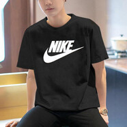 耐克（NIKE） t恤短袖男士2025夏季跑步訓(xùn)練健身運(yùn)動(dòng)衫透氣休閑圓領(lǐng)半袖 純棉AR5005-010黑色 經(jīng)典簡(jiǎn)約 2XL 185/建議體重180-190斤