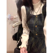圣保美學(xué)院風(fēng)背帶連衣裙子女秋冬2025新款小個(gè)子韓版穿搭長(cháng)裙小香風(fēng)套裝 米杏色毛衣【單件】 S 碼