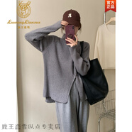 鹿王戀雪半高領(lǐng)套頭開(kāi)叉毛衣女秋冬季感內(nèi)搭小立領(lǐng)針織打底衫長(zhǎng)袖上衣 灰色 S