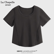 La Chapelle Sport拉夏貝爾短款t恤女修身顯瘦法式復(fù)古簡(jiǎn)約休閑甜酷風(fēng)ins正肩短袖女 深灰色(空白) L /165(推薦110-125斤)