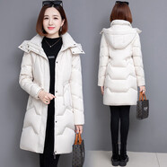 JACK WUUCKS羽絨服女中長(cháng)款冬新款女裝白鴨絨保暖加厚女士香港正品派克服 白色 L 【建議110-125斤】