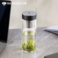 萬(wàn)象（WANXIANG）單層玻璃杯透明大容量男商務(wù)車(chē)載茶杯子帶濾網(wǎng)便攜泡茶水杯女送禮 U320R-槍灰色 520ml