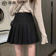 漫佩 新款百褶裙半身裙裙子ins超紅學生高腰顯瘦遮肉A字JK裙子 黑色 (有安全) XS 70-80斤