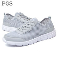夏季網(wǎng)面透氣平底男士網(wǎng)布大碼 45 46 47 48碼網(wǎng)鞋子男 淺灰色 37