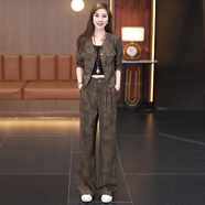 艾靖雅時(shí)尚女裝套裝秋季穿搭洋氣成熟氣質(zhì)全套高級感春秋休閑西裝兩件套 咖色 XL （120-135斤）