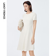 朗姿【三醋酸Basic衣櫥】休閑連衣裙夏季新款裙子高級感明星同款 白色3 S 155/76A