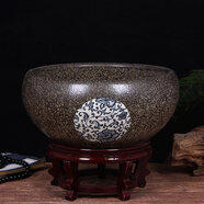 瑾睿茗瓷景德鎮(zhèn)陶瓷魚缸大號(hào)養(yǎng)金魚缸睡蓮盆荷花缸碗蓮缸烏龜缸盆客廳 復(fù)古中號(hào)31cm送6
