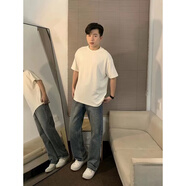 君茵重磅260g純棉短袖t恤男2025夏季美式純色正肩半袖體恤打底衫上衣 白色 高質量純棉T恤 XL【130-150斤】
