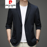 皮爾卡丹防曬西服男輕薄款垂感彈力單西服外套夏季休閑冰絲小西裝 橙色 165