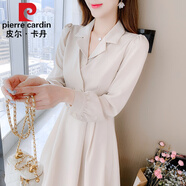 皮爾卡丹（pierre cardin）早春秋長袖假兩件套套裝通勤連衣裙子2025新款女裝氣質(zhì)收腰顯瘦小 圖片色 XL