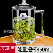 樂美雅（Luminarc）鋼化玻璃杯家用大容量把手帶蓋茶杯帶把泡茶喝水杯男士耐熱水杯 能量450毫升+玻璃蓋