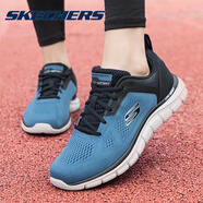 斯凱奇（Skechers）男鞋網(wǎng)面透氣百搭休閑潮鞋秋季新款男士運動鞋跑步鞋 藍(lán)色/黑色232698-BLBK 41