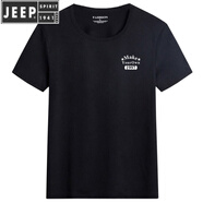 JEEP SPIRIT吉普防污T恤黑科技納米圓領(lǐng)透氣速干短袖T恤男大碼夏季衣服半袖休 黑色防水短-袖97 S