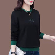 美莎尼衛衣女2022新款春秋女士圓領(lǐng)顯瘦套頭上衣時(shí)尚裝百搭上衣 黑色 XL 建議115-125斤