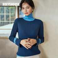 ROEYSHOUSE羅衣輕奢綿羊毛高領(lǐng)毛衣女秋冬新款保暖打底針織衫05429 藍色 S