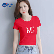 尚簡(jiǎn)紛純棉短袖短款t恤女修身2025秋季新款時(shí)尚韓版高腰顯瘦黑色上衣女 紅色純棉【白M圓領(lǐng)】短款 M 建議91-100