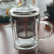 華派耐熱茶杯玻璃杯帶把手水杯男女生泡茶杯茶水分離過濾綠茶杯花茶杯 350ml濾茶杯-不銹鋼內(nèi)膽