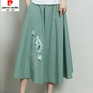 皮爾卡丹2025新款中國(guó)風(fēng)漢服女旗袍連衣裙民族風(fēng)春季唐裝文藝復(fù)古兩件套裝 綠色半身裙【單件】 S 建議體重90斤以下