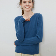 鄂爾多斯產(chǎn)V領(lǐng)羊絨衫女100純山羊絨毛衣長(cháng)袖針織打底羊毛衫寬松瘦 牛仔藍 S