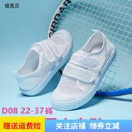 兒童小白鞋幼兒園室內(nèi)鞋軟底男童女童帆布鞋運動鞋白布鞋小學生白色球鞋舞蹈演出鞋表演親子鞋倍克貝童鞋 D08網(wǎng) 23碼/鞋內(nèi)長約16cm