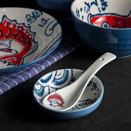 和風(fēng)四季 日式餐具釉下彩陶瓷碗鯛魚(yú)飯碗家用碗碟盤(pán)飯碗湯碗組合套裝面碗 （鯛魚(yú)）小瓷勺（2個(gè)裝）