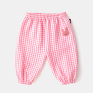 嘟嘟家寶寶長(cháng)褲夏裝嬰兒夏天防蚊褲男童格子褲女兒童褲子休閑褲 粉色格
