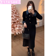 壹號(hào)鳳女裝秋冬款高級(jí)感外套氣質(zhì)小香風(fēng)撞色拼接韓系套裝 高級(jí)感長(zhǎng)款套裝 L建議-115斤