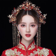 海伊朵婚紗頭飾新娘發(fā)飾套裝發(fā)箍韓式仙女森系敬酒服發(fā)飾中式禮服配飾品 新娘流蘇步搖【頭飾加耳夾款】
