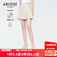 艾諾絲雅詩【商場同款】夏新款鏈條裝飾短裙百褶裙學院風JK裙女10513526 燕麥色 S