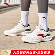安踏（ANTA）星云跑步鞋男夏季軟底皮面防水網(wǎng)面保暖跑鞋運動鞋 【皮面】象牙白/泥沙灰/黑-6 39