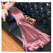 LOVER RUCCI韓國醋酸緞面連衣裙女夏季法式修身內搭氣質(zhì)中長(cháng)款吊帶小黑裙 淺紫色 L