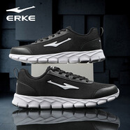 鴻星爾克男鞋運動(dòng)鞋秋冬季新款革網(wǎng)面透氣減震軟底時(shí)尚百搭休閑跑步鞋子男 正黑/爾克白3241【密網(wǎng)透氣】 44
