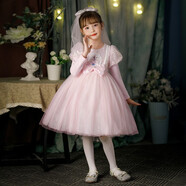 婉凱冰雪奇緣發(fā)光裙女童愛(ài)莎公主裙兒童艾莎亮片蓬蓬連衣裙公主 長(cháng)袖粉裙 130cm