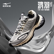 鴻星爾克（ERKE）無畏同款鴻羽909復(fù)古跑步鞋男款秋冬款休閑鞋 微晶白/正黑 39