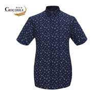 鱷魚(yú)恤（CROCODILE）CROCODILE 夏季商務(wù)時(shí)尚印花半袖短袖襯衫男襯衣順豐發(fā)貨AS-56307 065中藍色 XL