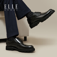 ELLEHOMME男鞋春季2025新款厚底增高德比鞋大頭皮鞋內(nèi)增高真皮婚鞋正裝皮鞋 德比HLZ352210201 38 （偏大一碼）