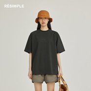 RESIMPLERESIMPLE簡單點夏季男女短袖T恤220g質(zhì)感插肩袖王星越同款0035 黑色 S
