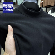 羅蒙（ROMON）半高領(lǐng)德絨T恤男士秋冬雙面絨加厚磨毛衛(wèi)衣男內(nèi)搭打底衫保暖衣男 黑色 L /110/170碼