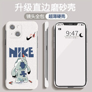 MOWEISI 蘋果14/pro/max手機(jī)殼14PLUS無(wú)邊框手機(jī)套男女款半包防摔超薄磨砂硬殼新款 蘋果14【黑勾史迪奇】
