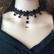 夢(mèng)逸日韓精品原宿頸帶鎖骨項鏈頸圈黑色復古女短款皮繩項圈頸鏈飾品 1