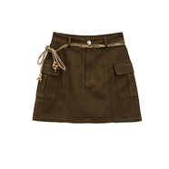 LSCZ超短裙露臀無(wú)打底工裝牛仔半身裙女2024春夏新高腰顯瘦小個(gè)子a字 217咖色 M