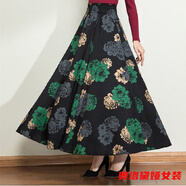 奧洛黛婭夏季新款民族風(fēng)高腰半身裙廣場(chǎng)舞裙大擺碎花長(zhǎng)裙女 988#綠色花 有口袋- 半身裙 L 110-125斤- 半身裙