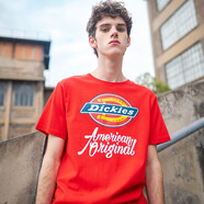 Dickies品牌經(jīng)典款 夏季情侶印花圓領(lǐng)T恤 情侶t恤 短袖男 T恤男DK007087 中紅色 S