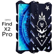龍豈 OPPOFindx3pro手機殼金屬邊框findx5pro保護套全包防摔硬殼x2男OPPOx5 OPPO Find X2Pro 火神-黑色