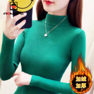 AEMAPE加絨加厚半高領(lǐng)毛衣打底衫長(cháng)袖2025春秋冬緊身針織衫女紅色本命年 MX-7201L_綠色 加絨 S _（85-105斤）